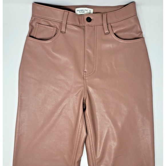 Abercrombie & Fitch Denim - Abercrombie & Fitch The 90s Straight Ultra High Rise Vegan Leather Pants Sz 27/4